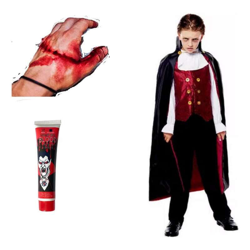 Disfraz Vampiro Clasico Haloween Niño + Sangre