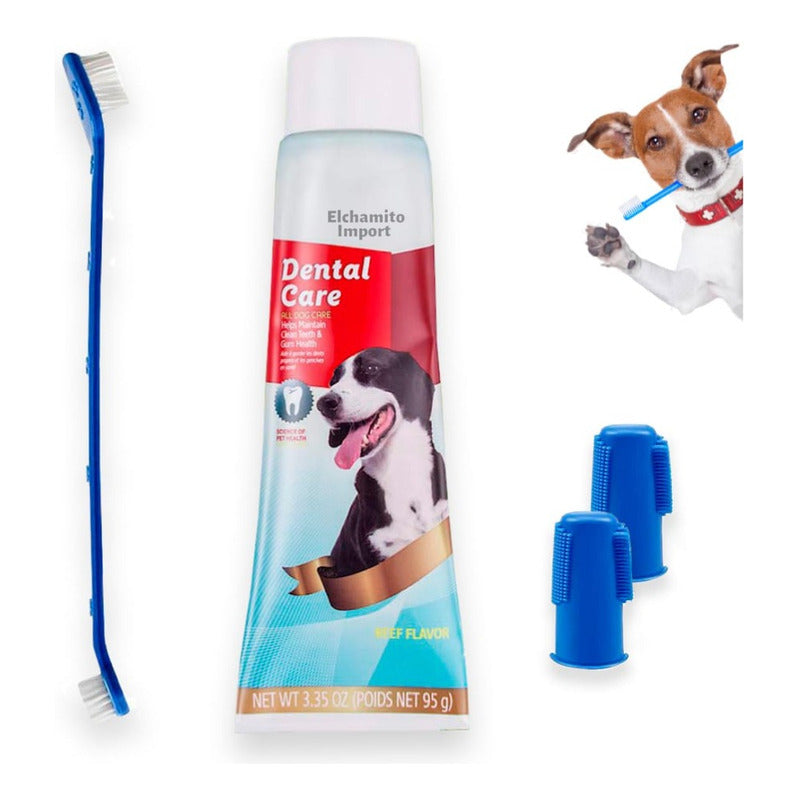 Set De Higiene Dental Con Cepillo Para Mascota Dental Care  Carne