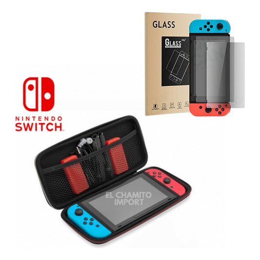 Estuche Protector Compacto Nintendo Switch + Mica De Vidrio