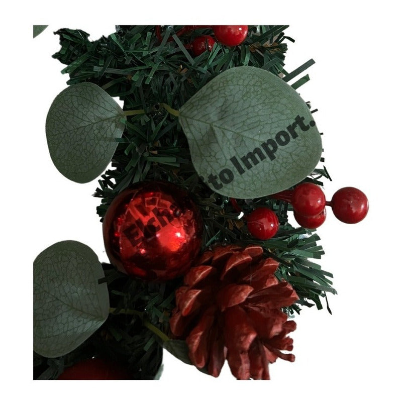 Adorno Navideño Decoración Puerta / Ventana Verde-rojo Corona