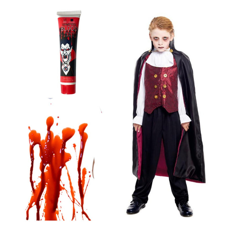 Disfraz Vampiro Clasico Haloween Niño + Sangre