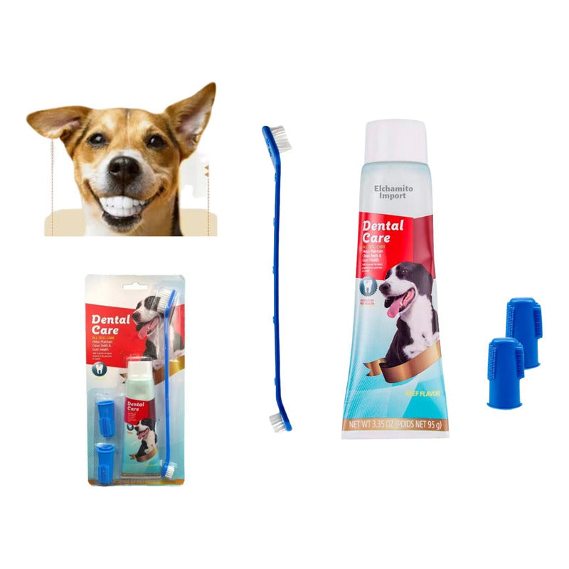 Set De Higiene Dental Con Cepillo Para Mascota Dental Care  Carne