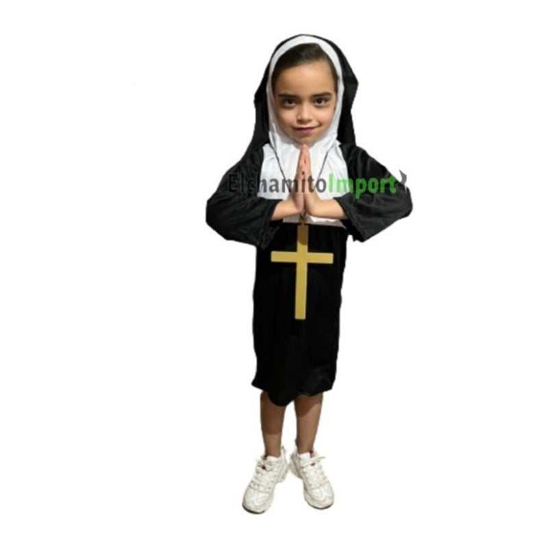 Disfraz La Monja Niña Halloween Incluye Tunica Cruz Cofia